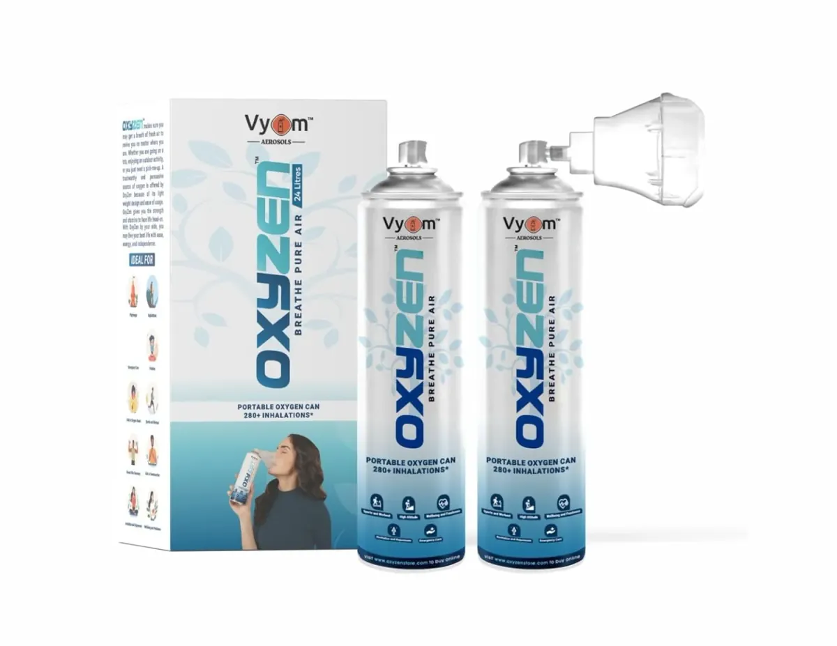 OXYZEN Portable Oxygen Cylinder | 960ML | with Mask for Travelling | Trekking High Altitude | Fitness | Home Use