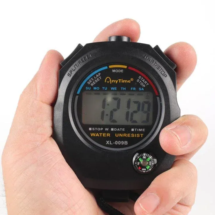 Electronic Digital Handheld Stopwatch XL-009B | Multi-Function Sports Timer with Alarm, Calendar & Compass for Running, Training & Sports Timing